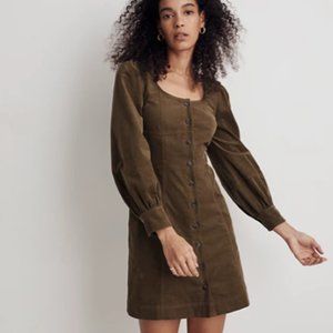NWT Madewell Corduroy Seamed Long-Sleeve Dress